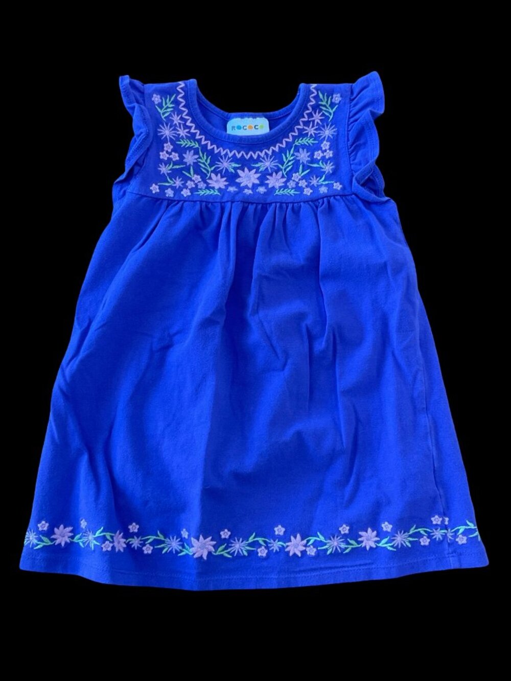 Purple Sleeveless Dress w/ Floral Embroidery